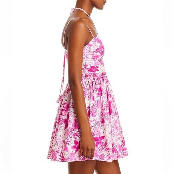 AQUA Floral Print Halter Mini Dress - Picture 5 of 11